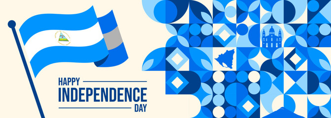Nicaragua Independence Day Banner. National holiday celebrated on September 15. Vector template for banner, greeting card, flyer, etc.


