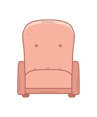 Classic furniture armchair with a pillow icon. Vector doodle illustration of an interior item. Isolate on white. - 788313087