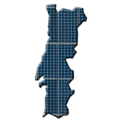 Solar energy photovoltaic panels in the shape of a map of Portugal