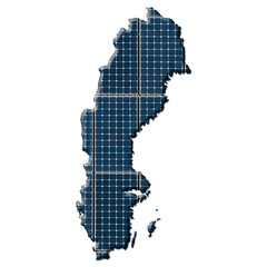 Solar energy photovoltaic panels in the shape of a map of Sweden