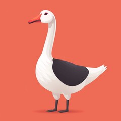 Goose 3d, cartoon, flat design