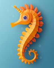 Seahorse 3d, cartoon, flat design