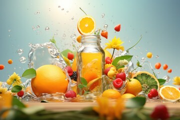Fruit mix, water splash. Healthy eating concept. - 788314409