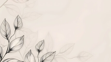 Minimalist abstract background with outline leaves