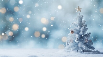 Christmas tree in the snow with bokeh background. - 788314446
