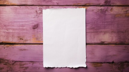 Blank paper sheet on old violet wooden wall. - 788314636