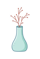 Twigs in a vase doodle icon. Vector illustration of a plant in a pot, a glass. Decorating the room.