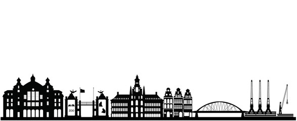 antwerp skyline with station zoo and industry