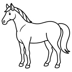 horse illustration mascot,horse silhouette,horse vector,icon,svg,characters,Holiday t shirt,black horse drawn trendy logo Vector illustration,horse line art on a white background