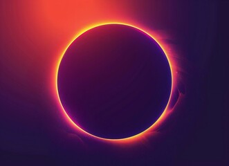 black hole, gradient background, vector illustration, purple and orange colors, dark blue tones, minimalist style, circular shape, simple details, smooth lines, high resolution, clear outline light ef