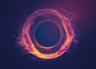 black hole, gradient background, vector illustration, purple and orange colors, dark blue tones, minimalist style, circular shape, simple details, smooth lines, high resolution, clear outline light ef