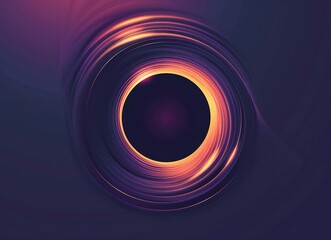 black hole, gradient background, vector illustration, purple and orange colors, dark blue tones, minimalist style, circular shape, simple details, smooth lines, high resolution, clear outline light ef