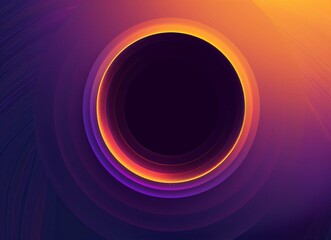 black hole, gradient background, vector illustration, purple and orange colors, dark blue tones, minimalist style, circular shape, simple details, smooth lines, high resolution, clear outline light ef