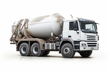 Concrete mixer truck on a white background. 3d rendering.