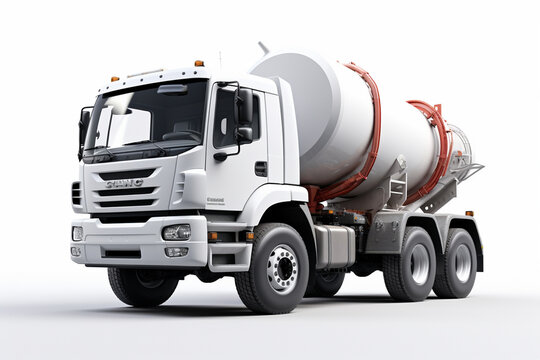 Concrete mixer truck on a white background. 3d rendering.