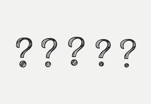 Vector Illustration of Hand-drawn Doodle of Exclamation Point and Question Sign Mark Set