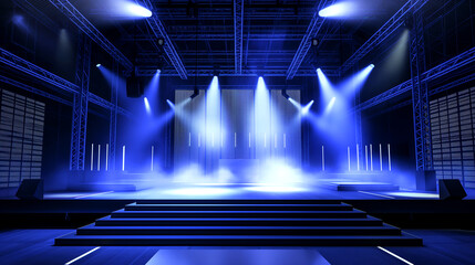Stage lighting. equipment for show presentation. Spotlight on smoke texture. - obrazy, fototapety, plakaty
