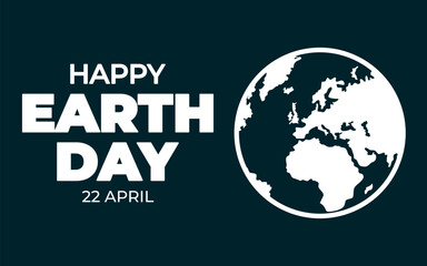 Happy Earth Day concept horizontal banner. Earth day 22 April abstract illustration. Globe Line Icon Vector.