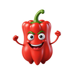 3d red bell pepper on Isolated transparent background png. generated with AI