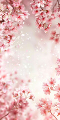 Vertical Cherry blossom frame use as background.