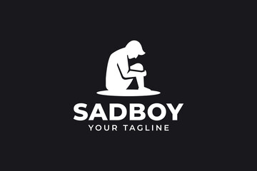 sad boy silhouette logo design for element design for volunteer non profit community