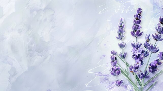 Artistic lavender with watercolor effects - Captivating image of lavender flowers with a watercolor effect, creating an artistic and modern look on textured background