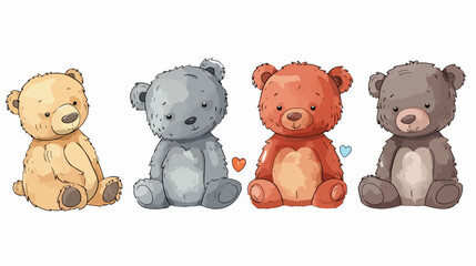 Set of cute Teddy Bears. Four funny characters. Valen