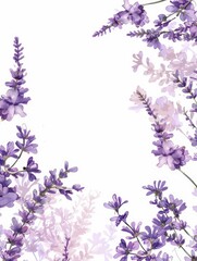 Lavender Floral Watercolor Border - Purple lavender flowers forming an elegant watercolor border with a graceful sense of growth and bloom