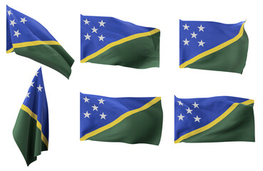 Large pictures of six different positions of the flag of Solomon Islands