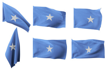 Large pictures of six different positions of the flag of Somalia
