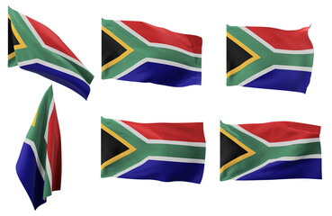 Large pictures of six different positions of the flag of South Africa