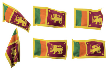 Large pictures of six different positions of the flag of Sri Lanka