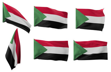 Large pictures of six different positions of the flag of Sudan