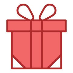 Gift red line filled icon