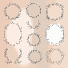Set of hand drawn floral frames dividers vector image
