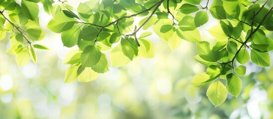 Fototapeta na wymiar Background of spring with green foliage