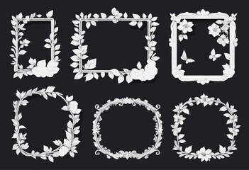 Set of hand drawn floral frames dividers vector image