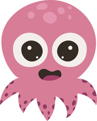 Takoyaki Squid Japanese Food Character Octopus Tropical Underwater Cartoon Funny Illustration