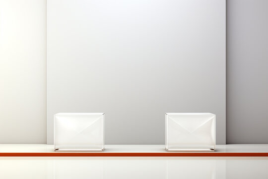 Empty room with white wall and floor, 3d rendering. Computer digital drawing.