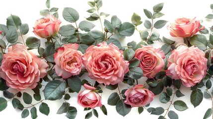pink rose flowers in a floral arrangement isolated on white or transparent backgroundimage illustration