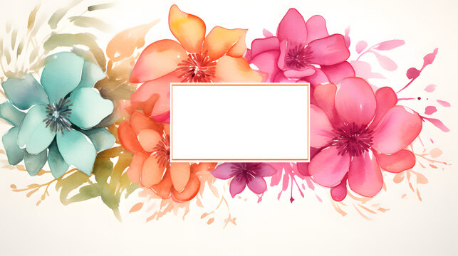 Watercolor Floral Design with Copy Space