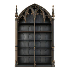 ornate gothic style black wooden bookshelf