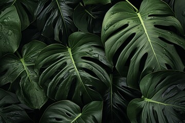 Tropical Monsterra leaf jungle. Nature summer garden. Generate Ai