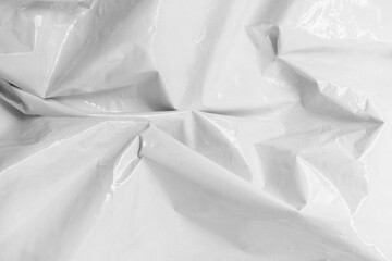 White crumpled plastic textured textile design element
