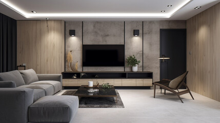 Modern design of a small living room interior.