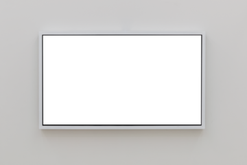 Interactive led screen mockup png on wall in gallery