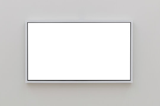 Interactive led screen mockup png on wall in gallery