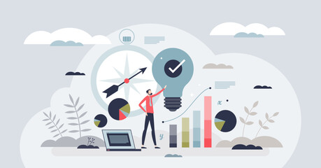 Mentorship for entrepreneurs or effective mentor support tiny person concept. Successful business growth with smart leadership vector illustration. Learning about growth and development strategy.