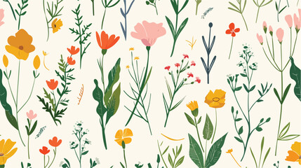 Wild flower pattern. Seamless background with repeati