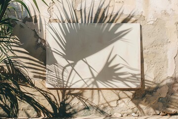 Tropical shadow play on a blank canvas in sunlight
